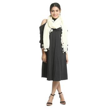 White self design rayon stole and dupattas 2