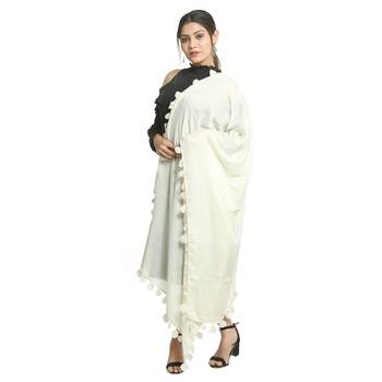 White self design rayon stole and dupattas 3