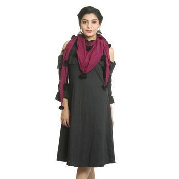 Pink self design cotton stole and dupattas 1