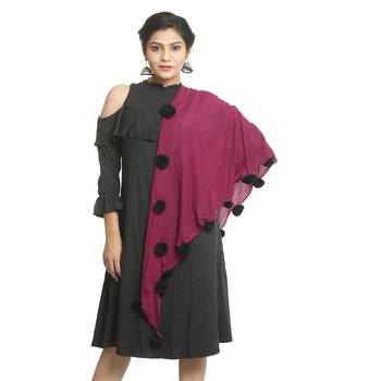 Pink self design cotton stole and dupattas 2