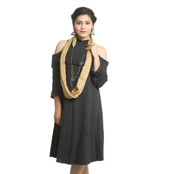 Beige self design nylon stole and dupattas 1