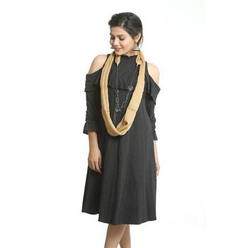 Beige self design nylon stole and dupattas 2