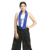 Blue self design nylon stole and dupattas