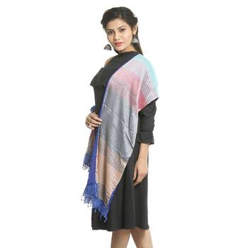 Blue self design nylon stole and dupattas 2