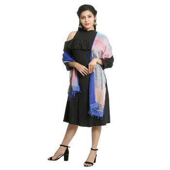 Blue self design nylon stole and dupattas 3