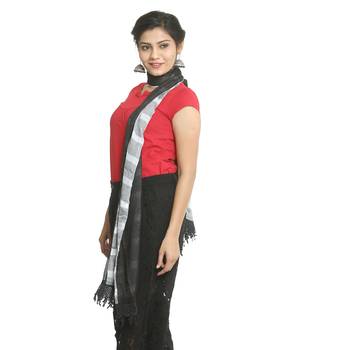 Black self design nylon stole and dupattas 2