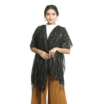 Black self design nylon stole and dupattas 1