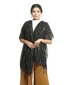 Black self design nylon stole and dupattas