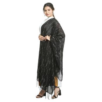 Black self design nylon stole and dupattas 2