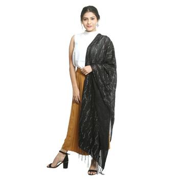 Black self design nylon stole and dupattas 3