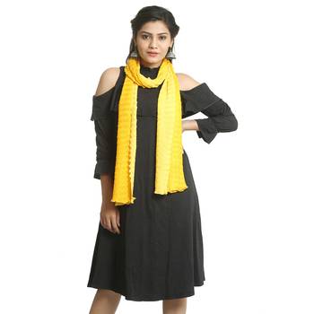 Yellow self design chiffon stole and dupattas 1