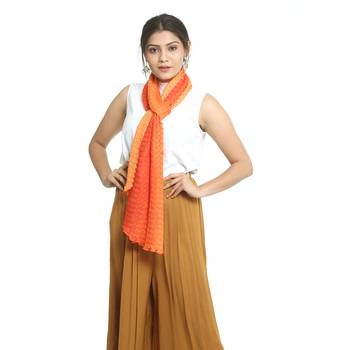 Orange self design chiffon stole and dupattas 1