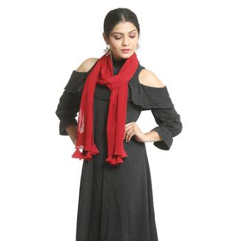 Maroon self design georgette stole and dupattas 1