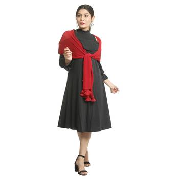 Maroon self design georgette stole and dupattas 3