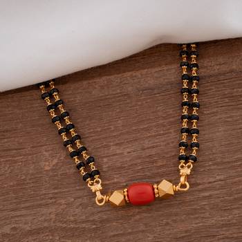 Black crystal mangalsutra 18" SHORT one gram gold 1