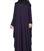 Navyblue Color Plain Free Size Arabic Lycra Abaya With Chiffon Hijab Scarf For Women