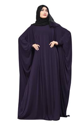 Navyblue Color Plain Free Size Arabic Lycra Abaya With Chiffon Hijab Scarf For Women 2