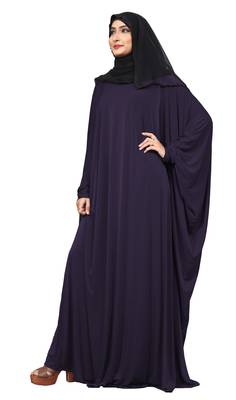 Navyblue Color Plain Free Size Arabic Lycra Abaya With Chiffon Hijab Scarf For Women 3