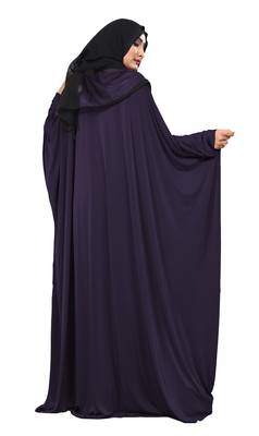 Navyblue Color Plain Free Size Arabic Lycra Abaya With Chiffon Hijab Scarf For Women 4