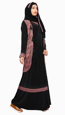 Women'S Violet Color Lycra Abaya Burkha With Jacket And Chiffon Dupatta 2
