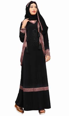 Women'S Violet Color Lycra Abaya Burkha With Jacket And Chiffon Dupatta 3