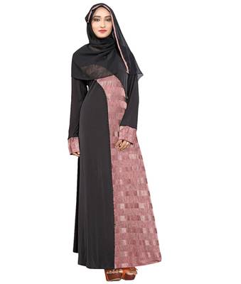 Women'S Violet Color Lycra Printed Abaya Burkha With Hijab Scarf 1