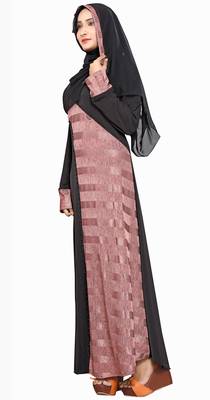 Women'S Violet Color Lycra Printed Abaya Burkha With Hijab Scarf 2