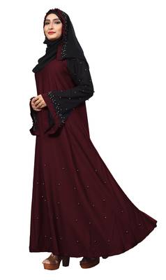 Darkviolet Color Imported Lycra Abaya Burkha With Hijab Scarf For Women 1