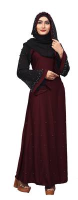 Darkviolet Color Imported Lycra Abaya Burkha With Hijab Scarf For Women 2