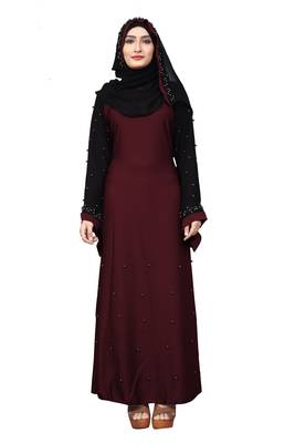 Darkviolet Color Imported Lycra Abaya Burkha With Hijab Scarf For Women 3