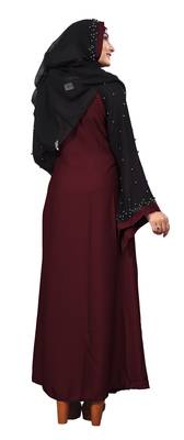 Darkviolet Color Imported Lycra Abaya Burkha With Hijab Scarf For Women 4