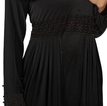 Black Color Women'S Lycra Abaya Burkha With Hijab Dupatta 2
