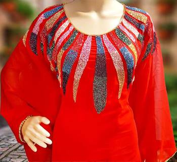 Red Georgette Embroidered Zari Work Islamic Kaftans 2
