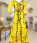 Yellow Georgette Embroidered Zari Work Islamic Kaftans