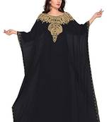 Black Georgette Embroidered Zari Work Islamic Kaftans