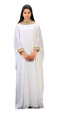 White Georgette Embroidered Zari Work Islamic Kaftans 1