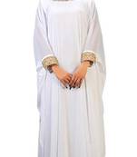 White Georgette Embroidered Zari Work Islamic Kaftans