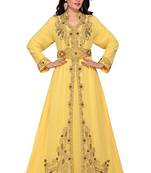 Yellow Georgette Embroidered Zari Work Islamic Kaftans