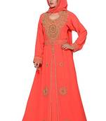 Orange Georgette Embroidered Zari Work Islamic Kaftans