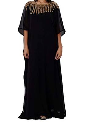 Black Georgette Embroidered Zari Work Islamic Kaftans 1