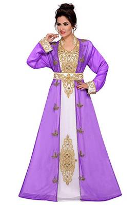 Purple Georgette Embroidered Zari Work Islamic Kaftans 1