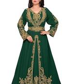 Green Georgette Embroidered Zari Work Islamic Kaftans