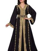 Black Georgette Embroidered Zari Work Islamic Kaftans