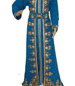 Turquoise Georgette Embroidered Zari Work Islamic Kaftans