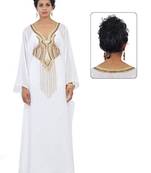 White Georgette Embroidered Zari Work Islamic Kaftans