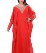 Red Georgette Embroidered Zari Work Islamic Kaftans