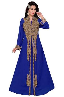 Royal Blue Georgette Embroidered Zari Work Islamic Kaftans 1