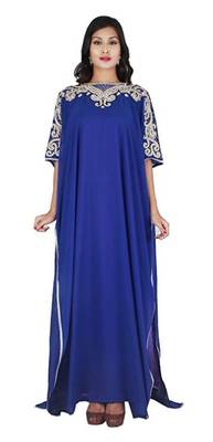 Royal Blue Georgette Embroidered Zari Work Islamic Kaftans 1