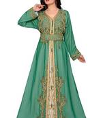 Green Georgette Embroidered Zari Work Islamic Kaftans