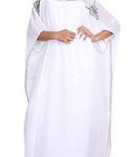 White Georgette Embroidered Zari Work Islamic Kaftans